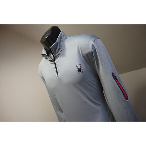 Spyder ProWeb Athletic Jacket 1/4 Zip Performance Gray Mens Medium TALL MT - Picture 1 of 10